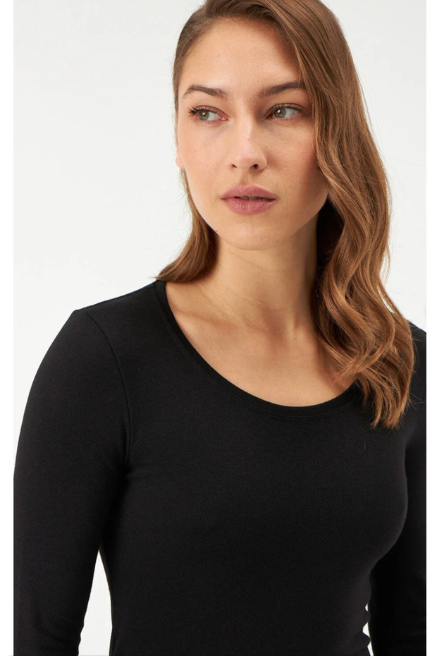 Kadın 0 Yaka Uzun Kol Termal / %47 Viloft %47 Polyester %6 Elastan Tek Üst - 2