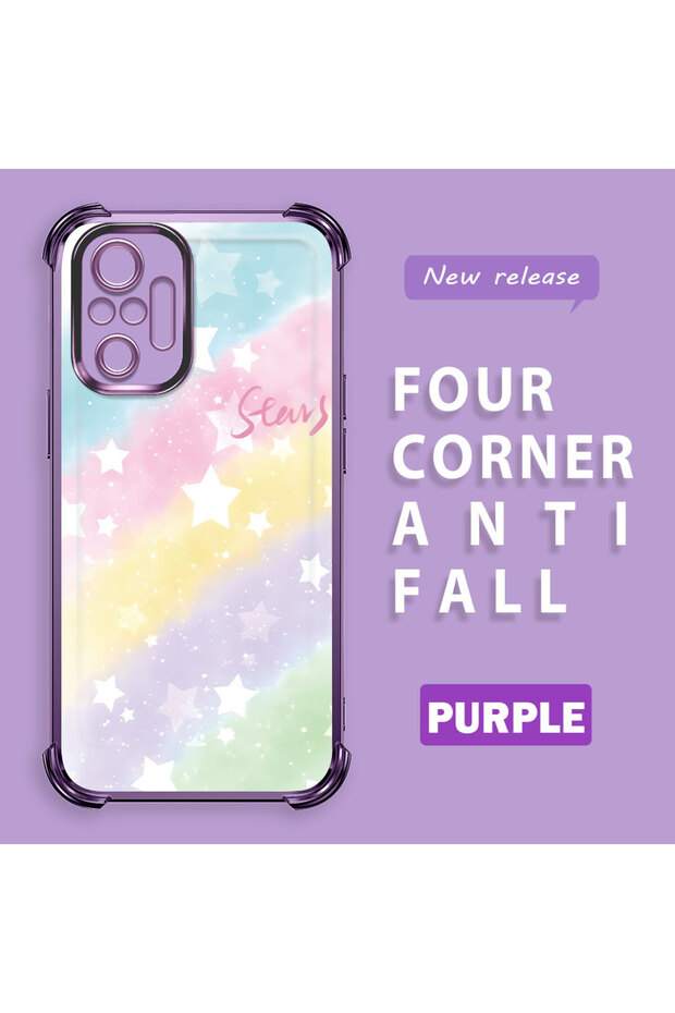 حافظة حماية من السيليكون الشفاف المتوافقة مع هاتف Xiaomi Redmi Note 10 Pro بأنماط قوس قزح - 3