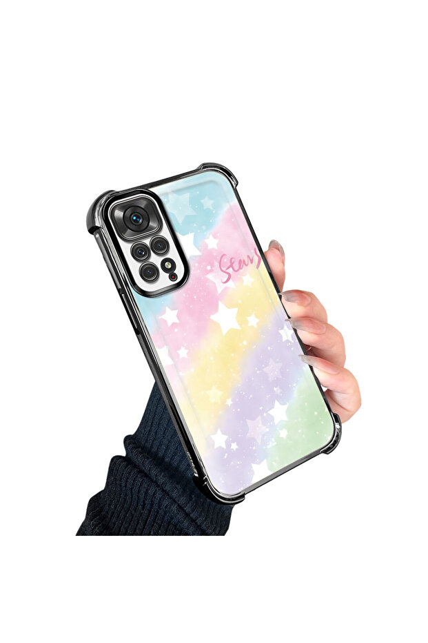 Xiaomi Redmi Note 11 Compatible Transparent Silicone Flutter Protective Case Rainbow Patterns - 4