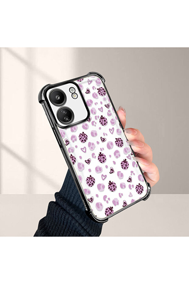 حافظة واقية من السيليكون الشفاف المتوافقة مع Xiaomi Poco C65 بأنماط الفراولة - 4