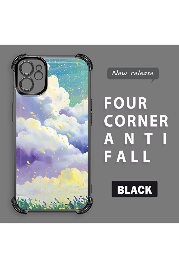 حافظة واقية من السيليكون الشفاف المتوافقة مع هاتف iPhone 11، أنماط سحابية ملونة - 3