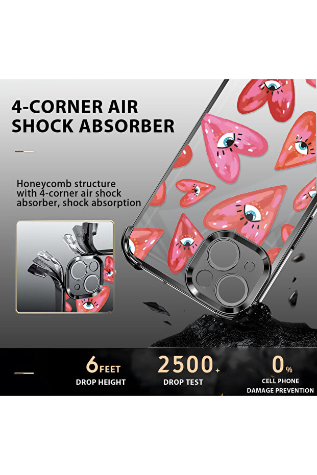 غطاء حماية شفاف من السيليكون متوافق مع آيفون 15 بنمط العين الشريرة - 7