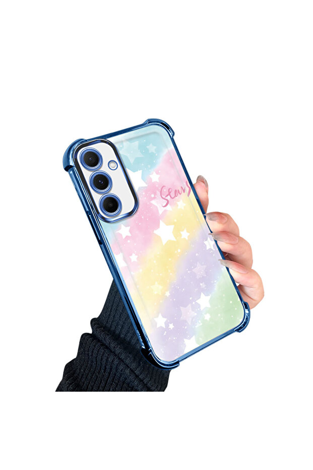 حافظة حماية من السيليكون الشفاف المتوافقة مع هاتف Samsung Galaxy A55 بأنماط قوس قزح - 3