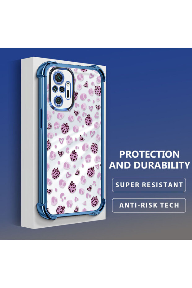 حافظة حماية من السيليكون الشفاف المتوافقة مع هاتف Xiaomi Redmi Note 10 Pro، بأنماط الفراولة - 4