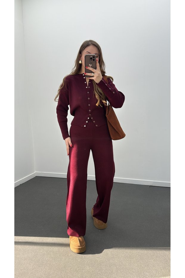Merlin Snap Fastener Cardigan Pants Set
