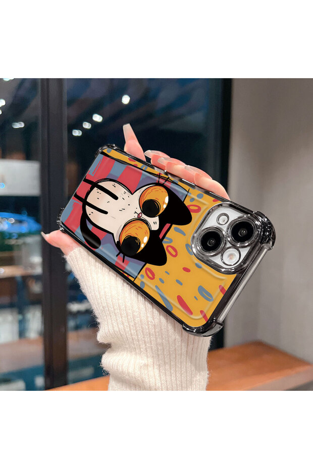 iPhone 14 Compatible Transparent Silicone Flutter Protective Case Kitten Patterns - 5