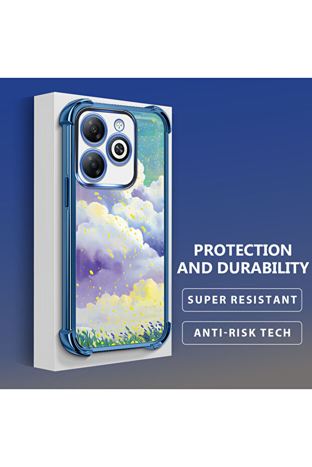 حافظة واقية من السيليكون الشفاف المتوافقة مع Tecno Spark 20/20C، أنماط سحابية ملونة - 4