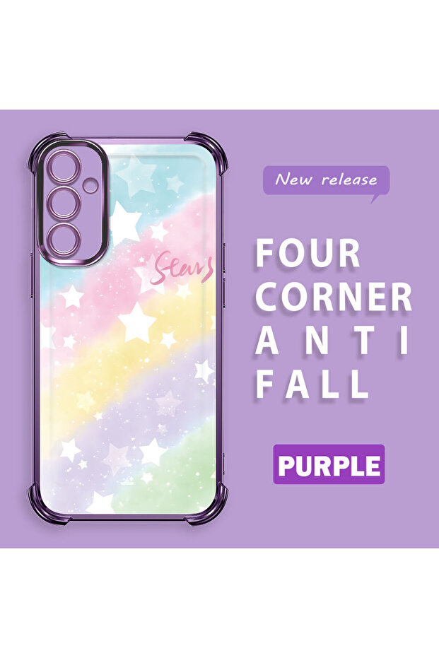 حافظة حماية من السيليكون الشفاف المتوافقة مع هاتف Samsung Galaxy A34 بأنماط قوس قزح - 2