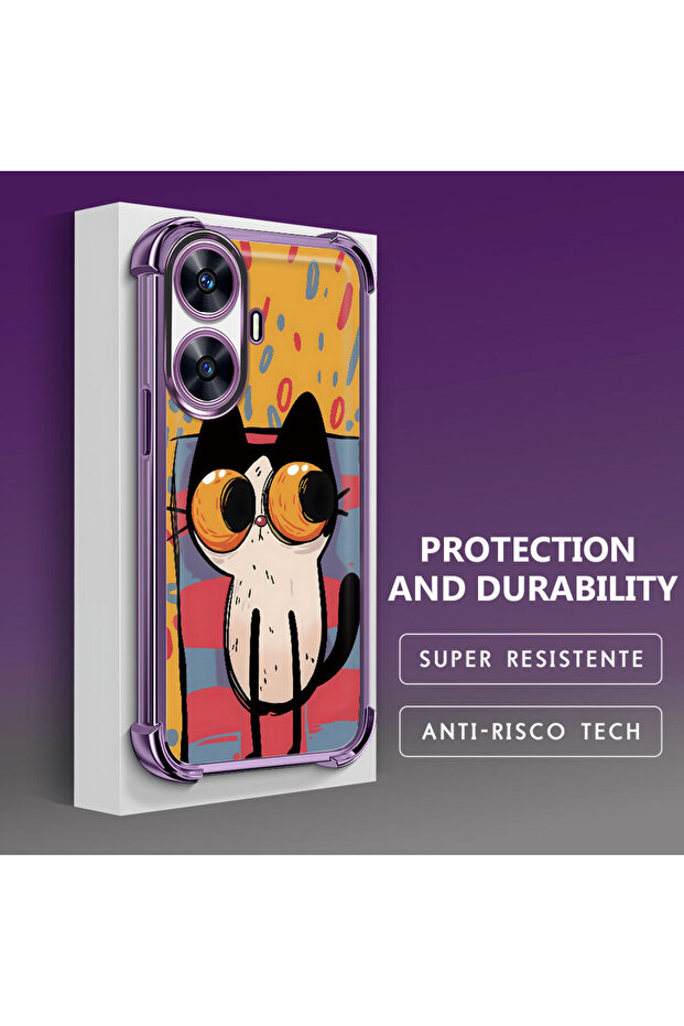 حافظة حماية من السيليكون الشفاف المتوافقة مع هاتف Realme C55 بأنماط القطط الصغيرة - 1
