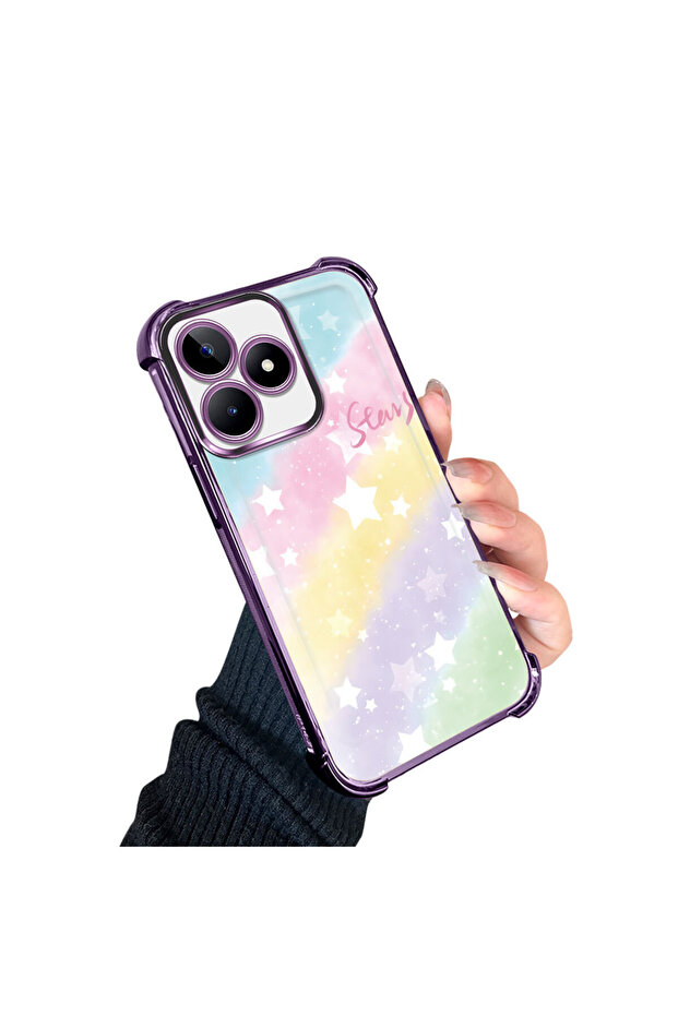 حافظة واقية من السيليكون الشفاف المتوافقة مع Realme Note 50 بأنماط قوس قزح - 3