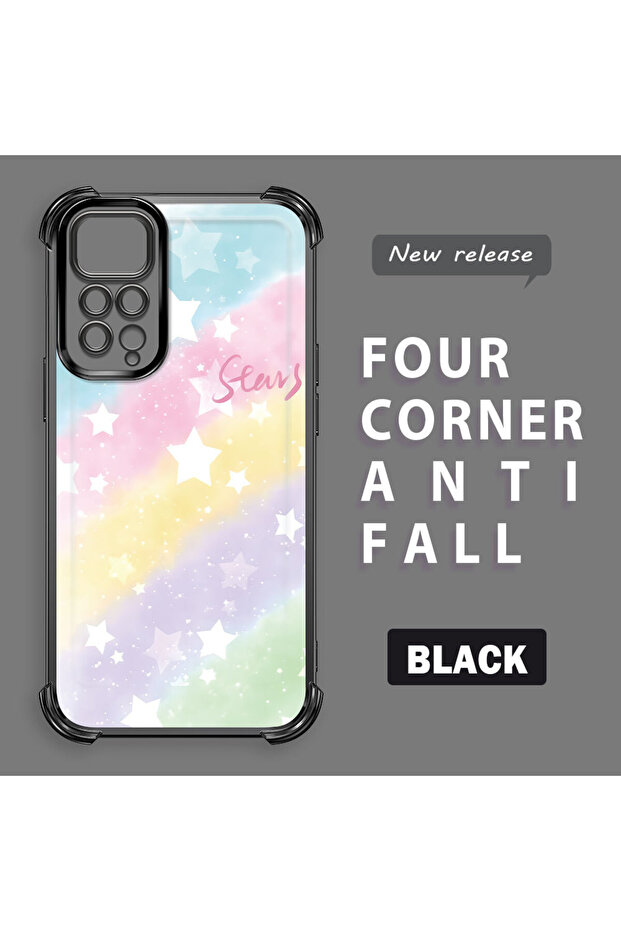 Xiaomi Redmi Note 11 Compatible Transparent Silicone Flutter Protective Case Rainbow Patterns - 3