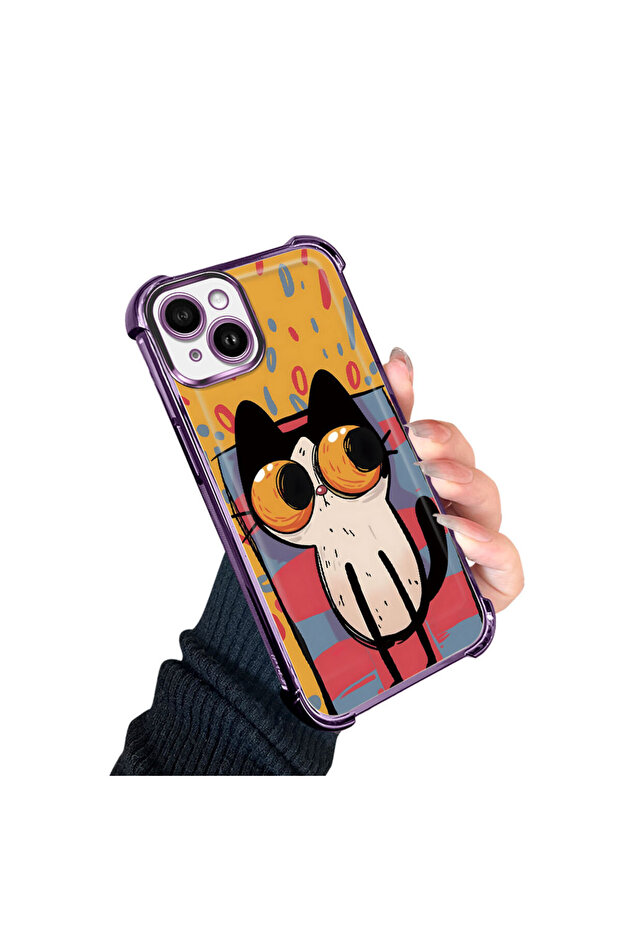 iPhone 14 Plus Compatible Transparent Silicone Flutter Protective Case Kitten Patterns - 3