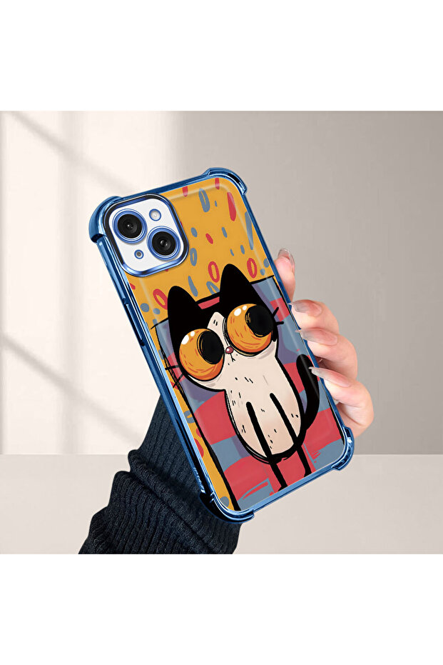 iPhone 15 Plus Compatible Transparent Silicone Flutter Protective Case Kitten Patterns - 5