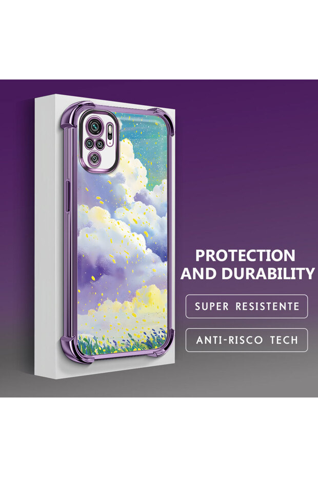 حافظة واقية من السيليكون الشفاف المتوافقة مع هاتف Xiaomi Poco M5S، أنماط سحابية ملونة - 4