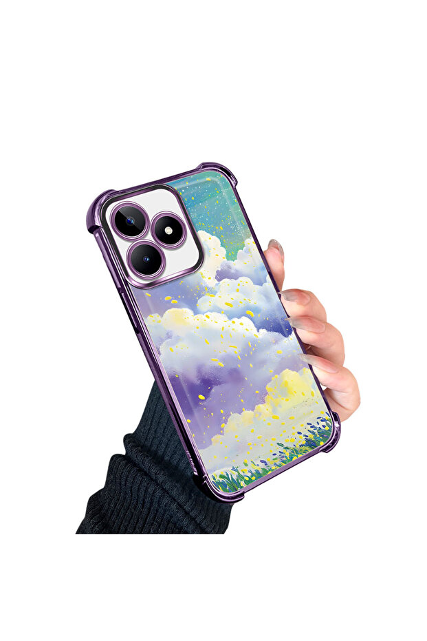 Realme Note 50 Compatible Transparent Silicone Flutter Protective Case Colorful Cloud Patterns - 3