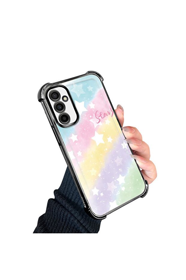 حافظة حماية من السيليكون الشفاف المتوافقة مع هاتف Samsung Galaxy M23 بأنماط قوس قزح - 3