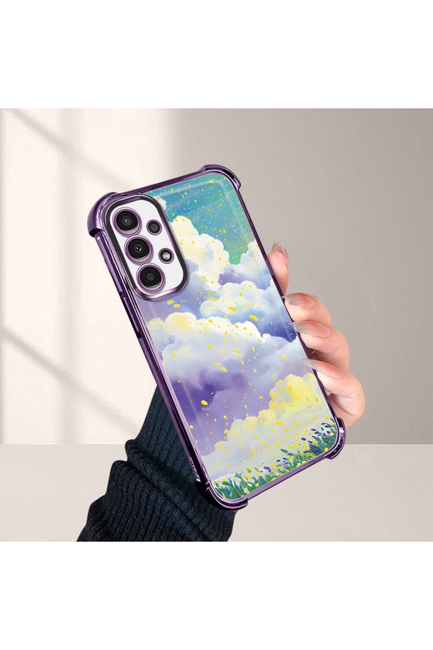 Samsung Galaxy A13 4g Compatible Transparent Silicone Flutter Protective Case Colorful Cloud Patterns