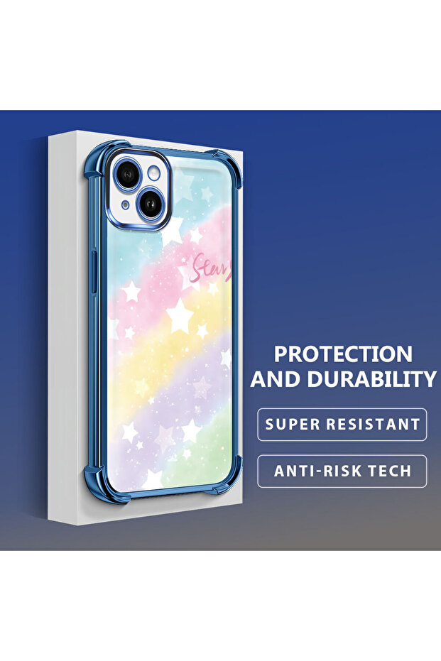 iPhone 14 Plus Compatible Transparent Silicone Flutter Protective Case Rainbow Patterns - 4