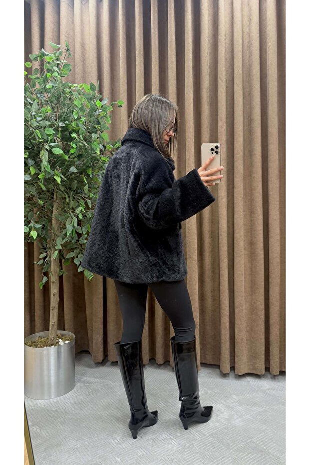 SİYAH KISA KABAN - 4