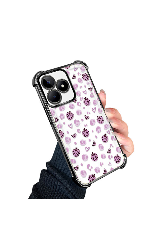 Realme Note 50 Compatible Transparent Silicone Flutter Protective Case Strawberry Patterns - 2