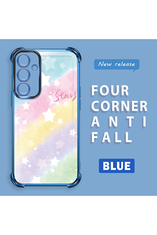 حافظة حماية من السيليكون الشفاف المتوافقة مع هاتف Samsung Galaxy A55 بأنماط قوس قزح - 2