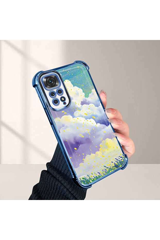 حافظة حماية من السيليكون الشفاف المتوافقة مع هاتف Xiaomi Redmi Note 11S، أنماط سحابية ملونة - 1