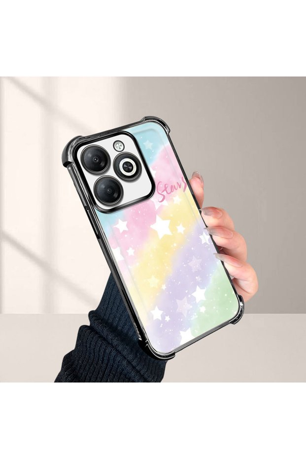 Infinix Smart 8/8 Pro Compatible Transparent Silicone Flutter Protective Case Rainbow Patterns