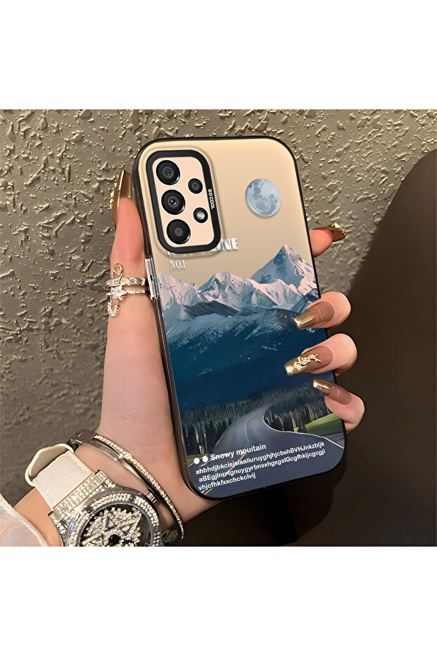 Samsung Galaxy A33 Compatible Silicone Edge Hard Back Anti-Fall Case Mountain Peak Patterns