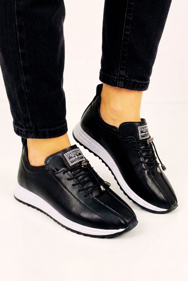 Masal Women's Black Skin Fashion Elastic Orthopedic Comfortable Sports Shoes