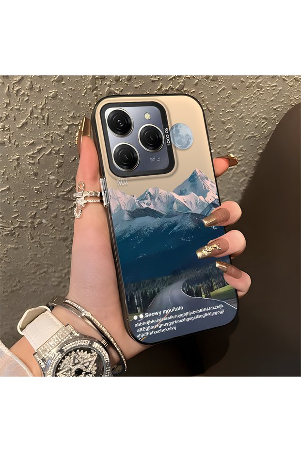 Tecno Spark 20 Pro Compatible Silicone Edge Hard Back Anti-Fall Case Mountain Peak Patterns