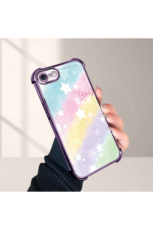 iPhone 7/8/Se 2020 2022 Compatible Transparent Silicone Flutter Protective Case Rainbow Patterns