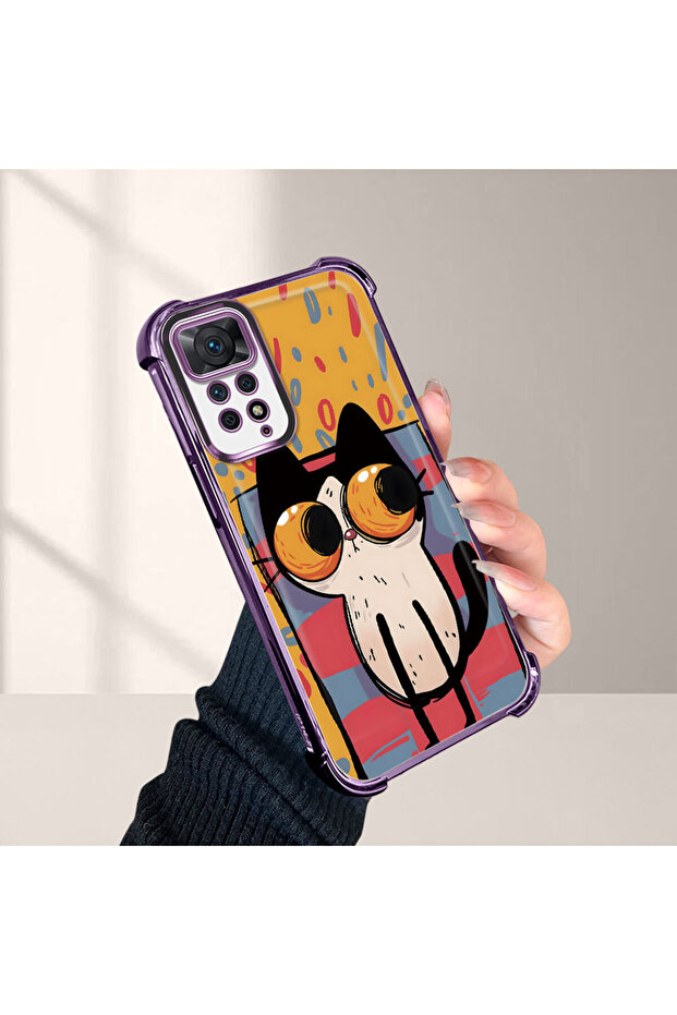 Xiaomi Redmi Note 11 Pro Compatible Transparent Silicone Flutter Protective Case Kitten Patterns - 4