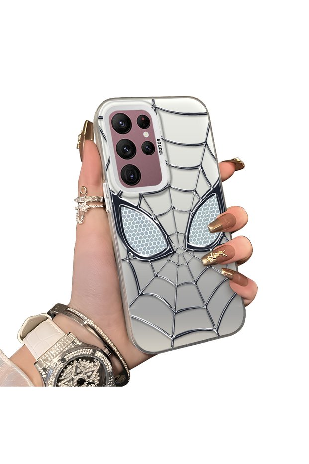 Samsung Galaxy S22 Ultra Compatible Silicone Edge Hard Back Anti-Fall Case Spiderman Patterns