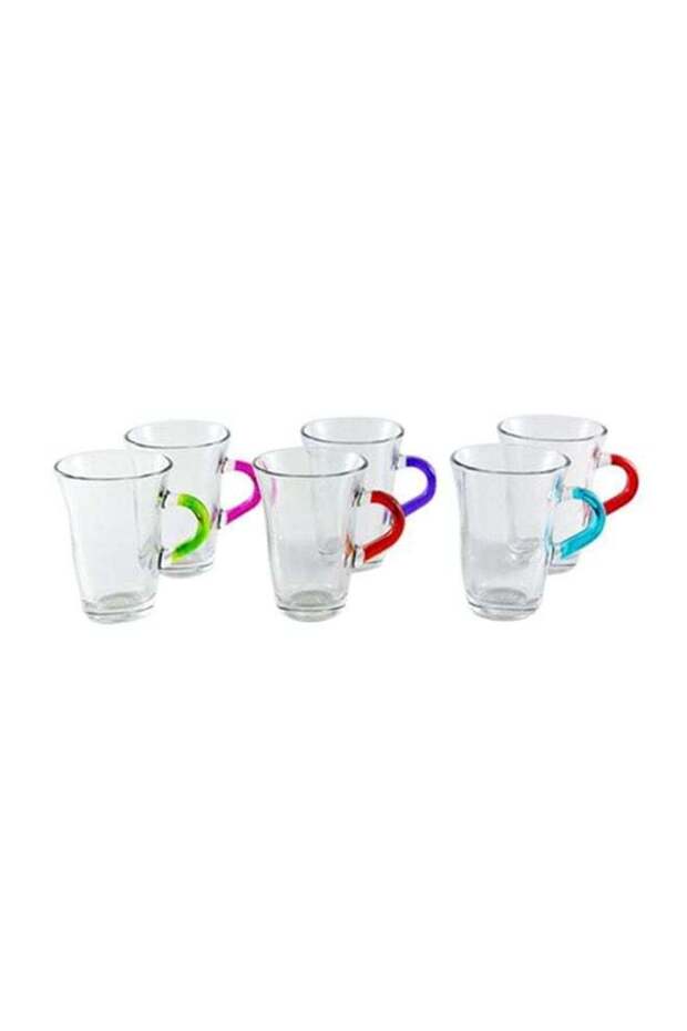 6-Piece Coral Nisa Tea Glass Set Clear/Red/Blue 150ml