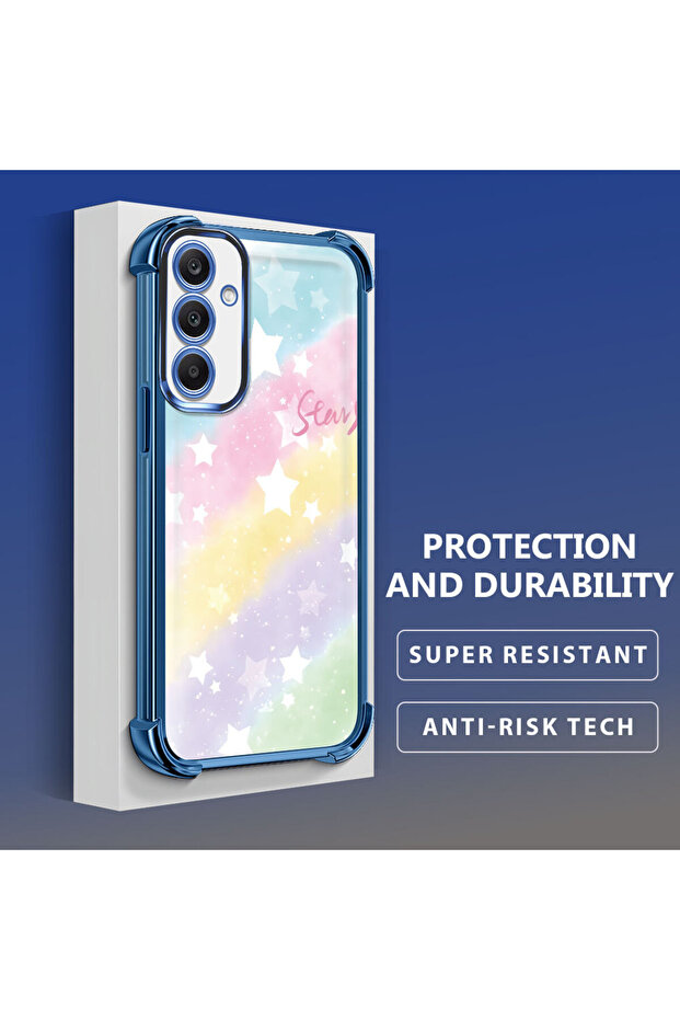 حافظة حماية من السيليكون الشفاف المتوافقة مع هاتف Samsung Galaxy A25 بأنماط قوس قزح - 4