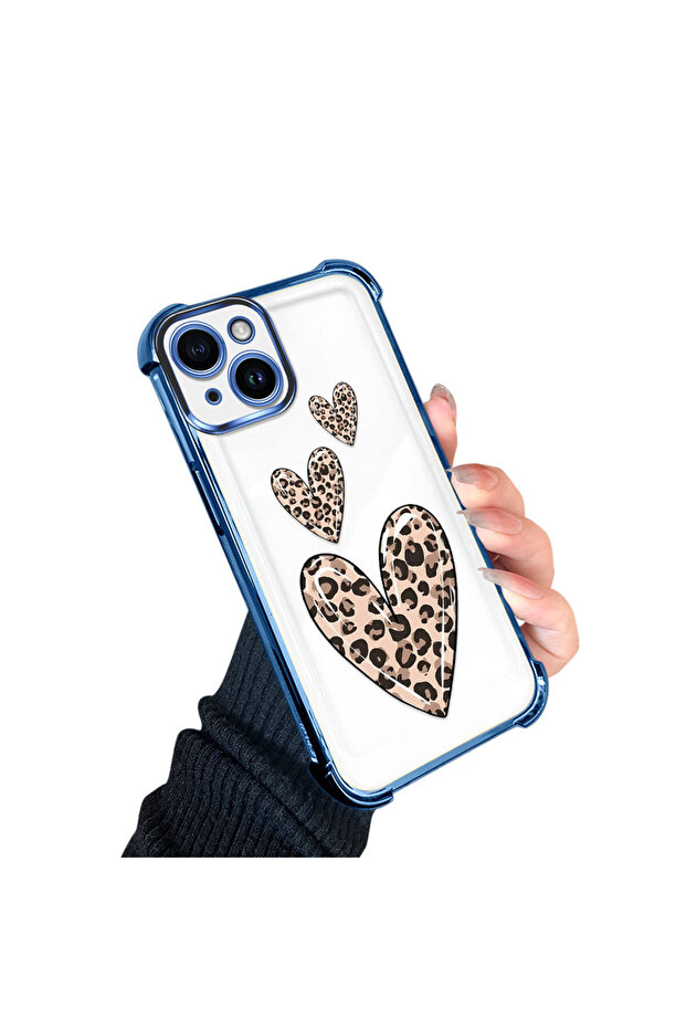 iPhone 14 Compatible Transparent Silicone Flutter Protective Case Leopard Patterns - 3