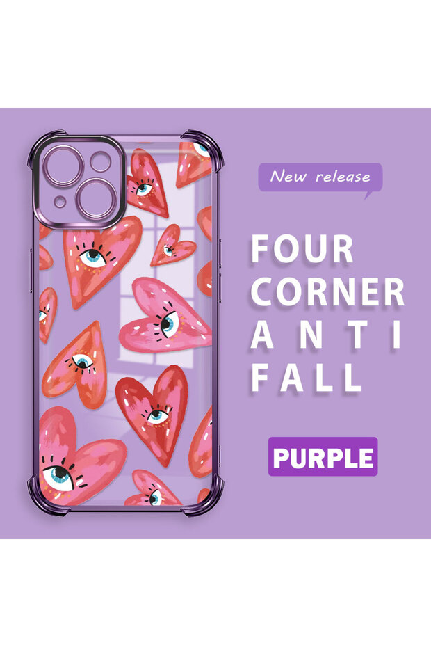 حافظة حماية من السيليكون الشفاف المتوافقة مع هاتف iPhone 14 بنمط العين الشريرة - 1