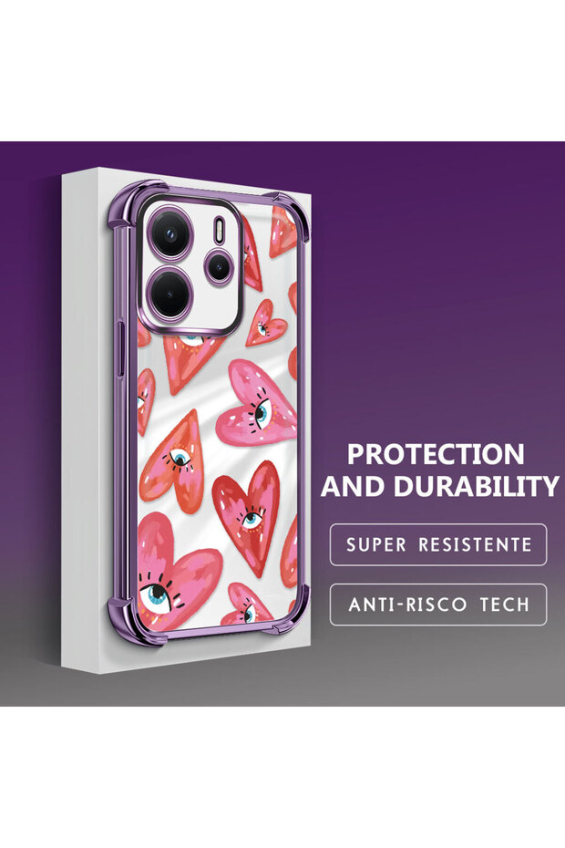 Xiaomi Redmi Note 14 Compatible Transparent Silicone Flutter Protective Case Evil Eye Pattern - 4