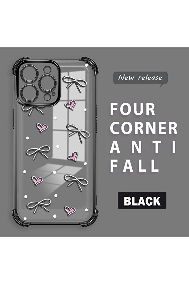 iPhone 16 Pro Max Compatible Transparent Silicone Flutter Protective Case Heart Patterns - 1