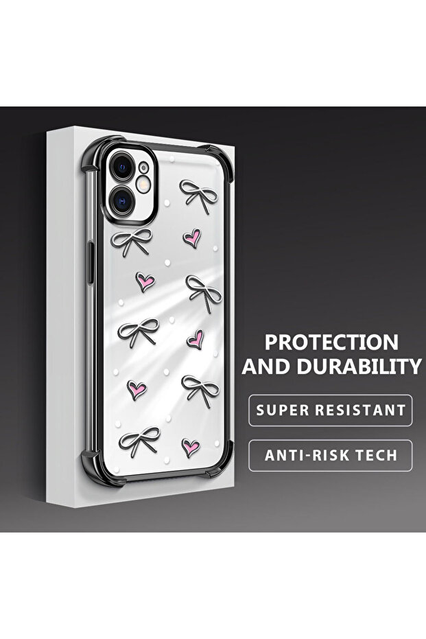 حافظة حماية من السيليكون الشفاف المتوافقة مع هاتف iPhone 11 بأنماط قلب - 4