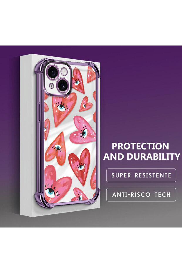 غطاء حماية شفاف من السيليكون متوافق مع آيفون 15 بنمط العين الشريرة - 4