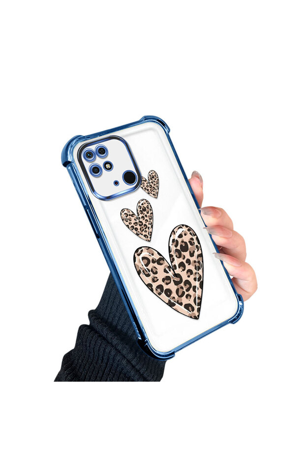 Xiaomi Redmi 10C Compatible Transparent Silicone Flutter Protective Case Leopard Patterns - 3