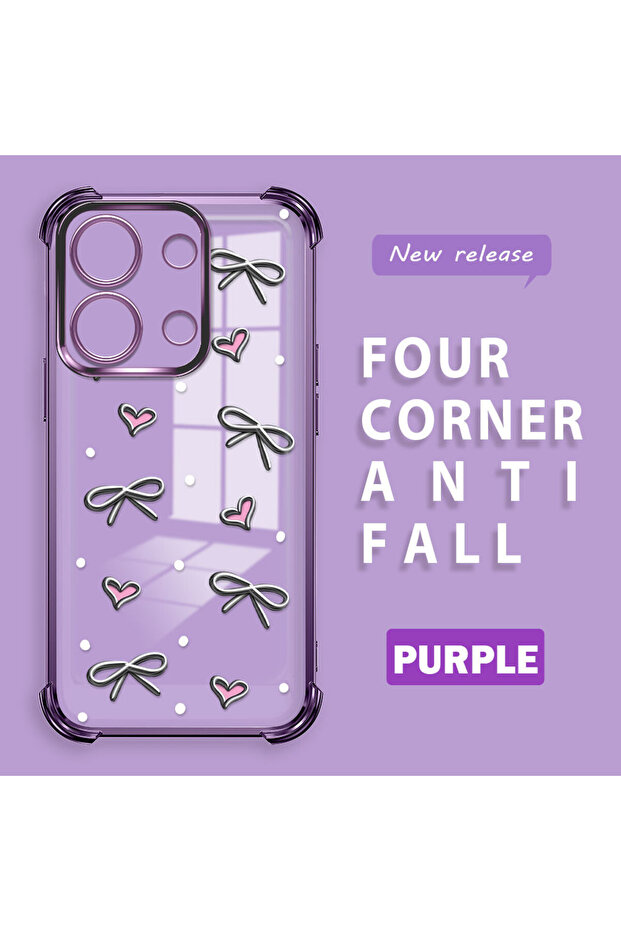 حافظة حماية من السيليكون الشفاف المتوافقة مع هاتف Xiaomi Redmi Note 13 بأنماط قلب - 1