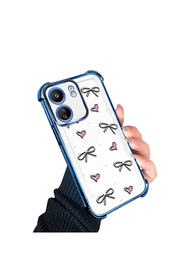 حافظة حماية من السيليكون الشفاف المتوافقة مع Xiaomi Poco C65 بأنماط قلب - 2