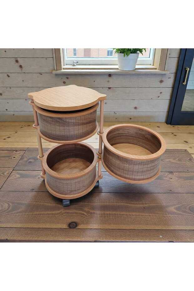 AHŞAP SEBZELİK ORGANİZER 3 KATLI AKÇA - 4