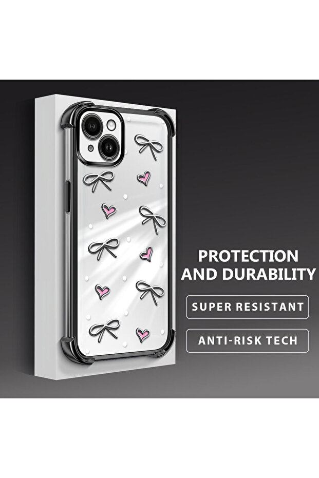 حافظة واقية من السيليكون الشفاف المتوافقة مع هاتف iPhone 14 Plus بأنماط قلب - 3