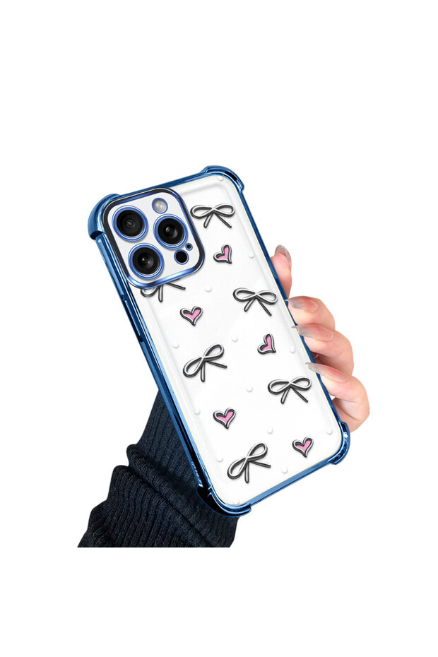 حافظة واقية من السيليكون الشفاف المتوافقة مع هاتف iPhone 15 Pro بأنماط قلب - 3