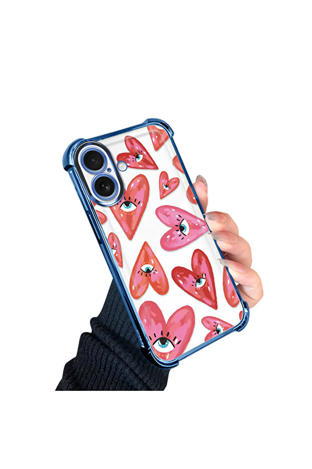 iPhone 16 Compatible Transparent Silicone Flutter Protective Case Evil Eye Pattern - 2