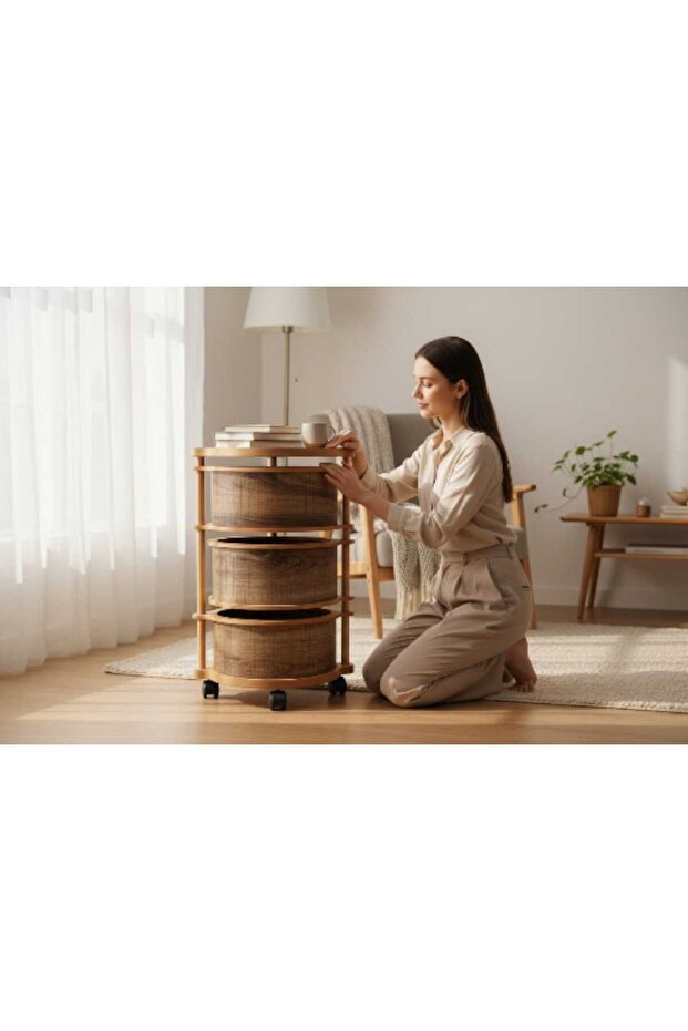 AHŞAP SEBZELİK ORGANİZER 3 KATLI AKÇA - 3