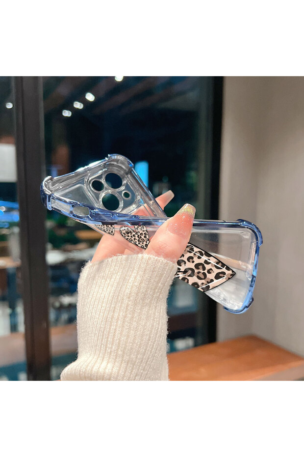 حافظة واقية من السيليكون الشفاف المتوافقة مع هاتف iPhone 15 Plus بأنماط الفهد - 7